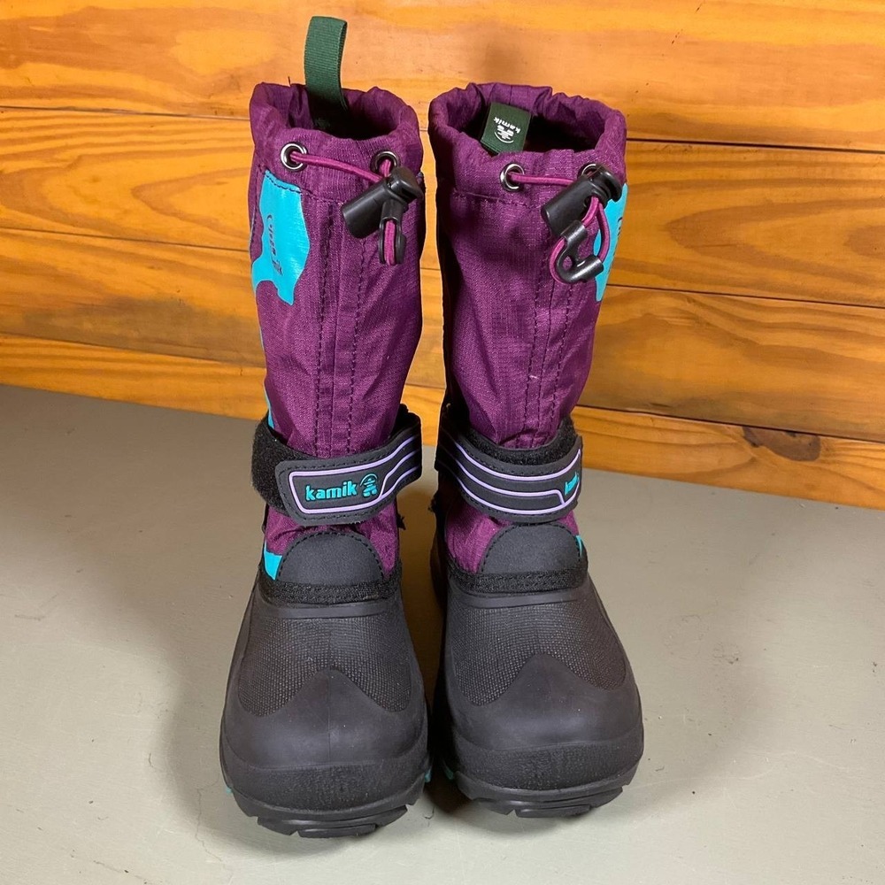 Kamik Youth Snowcoast 3 Snow Boots Purple & Teal Winter Easy‎ On/Off Size 13 - Picture 2 of 16